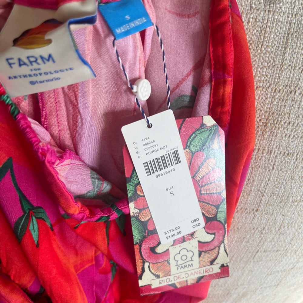 FARM Rio x Anthropologie Chili Pepper Halter Jumpsuit Size Small NWT in Pink Red - Picture 15 of 16
